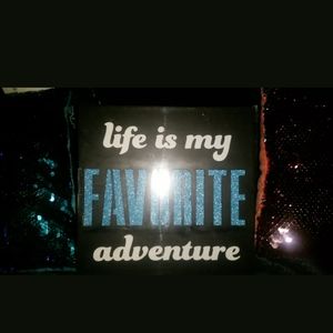 Life is my favorite adventure blue glittery wall d